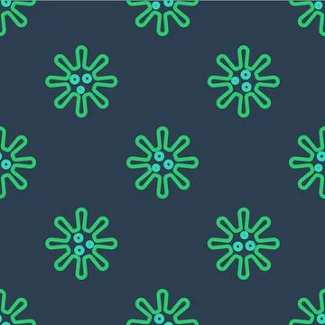 Line Bacteria icon isolated seamless pattern on blue background. Bacteria and Illustrazione stock