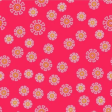Line Bacteria icon isolated seamless pattern on red background. Bacteria and Illustrazione stock
