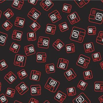 Line Bag of coffee beans icon isolated seamless pattern on black background Illustrazione stock