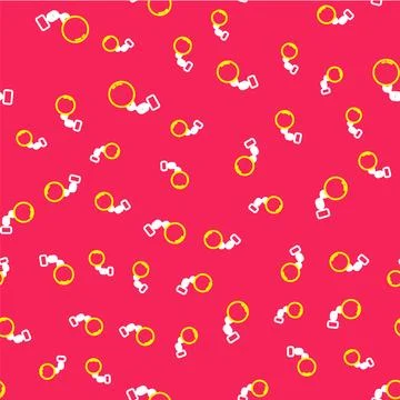 Line Ball on chain icon isolated seamless pattern on red background.  Vector Stock Illustration