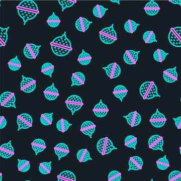 Line Ball tea strainer icon isolated seamless pattern on black background Stock Illustration