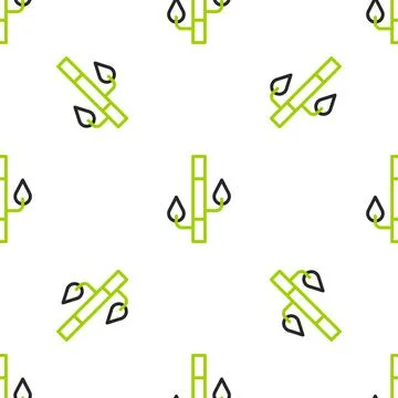 Line Bamboo icon isolated seamless pattern on white background. Vector イラスト素材