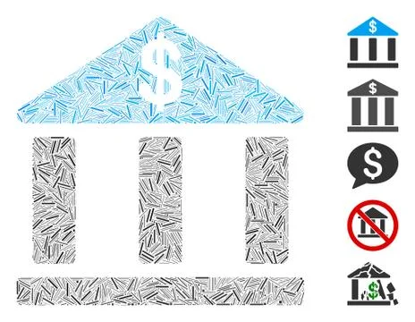 Line Bank Building Icon Vector Collage Ilustración de archivo