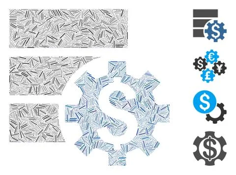 Line Bank Database Options Icon Vector Collage Illustrazione stock