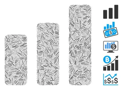 Line Bar Chart Increase Icon Vector Mosaic 스톡 일러스트