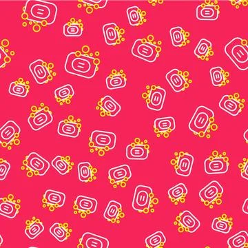 Line Bar of soap icon isolated seamless pattern on red background. Soap bar.. Stock Illustration