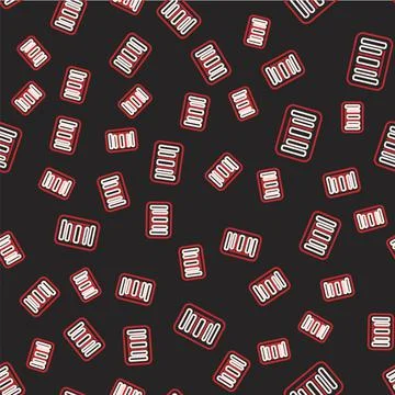 Line Barcode icon isolated seamless pattern on black background. Vector 库存插图