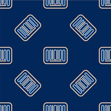 Line Barcode icon isolated seamless pattern on blue background. Vector Stock Illustration