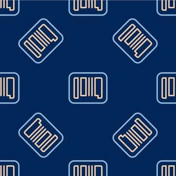 Line Barcode icon isolated seamless pattern on blue background. Vector Stock Illustration