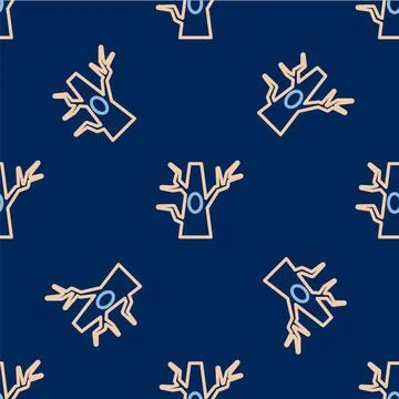 Line Bare tree icon isolated seamless pattern on blue background. Vector Stock Illustration
