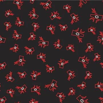 Line Bare tree icon isolated seamless pattern on black background. Vector Stock Illustration