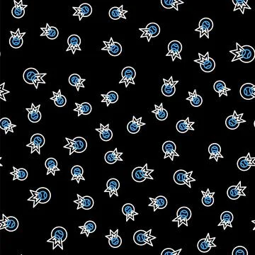 Line Baseball ball icon isolated seamless pattern on black background. Vector Stock Illustration
