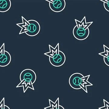 Line Baseball ball icon isolated seamless pattern on black background.  Vecto 스톡 일러스트