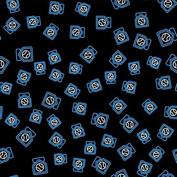 Line Baseball base icon isolated seamless pattern on black background. Vector Stock Illustration