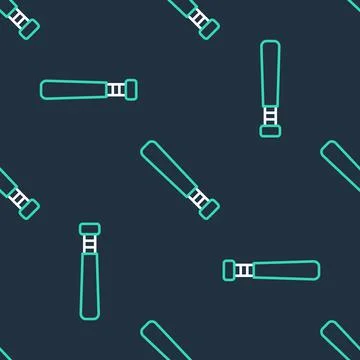 Line Baseball bat icon isolated seamless pattern on black background. Vector イラスト素材
