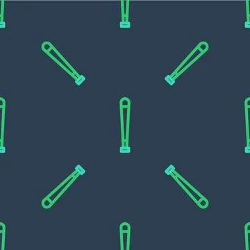 Line Baseball bat icon isolated seamless pattern on blue background. Sport Stock Illustration