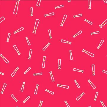 Line Baseball bat icon isolated seamless pattern on red background. Sport 스톡 일러스트