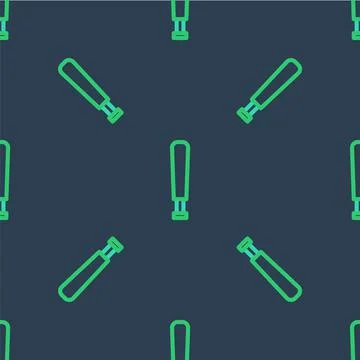 Line Baseball bat icon isolated seamless pattern on blue background. Sport Stock Illustration