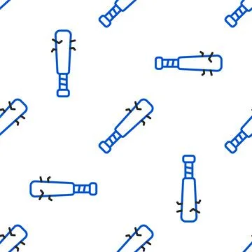 Line Baseball bat with nails icon isolated seamless pattern on white background イラスト素材
