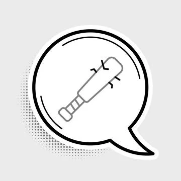 Line Baseball bat with nails icon isolated on grey background. Violent weapon Ilustración de archivo