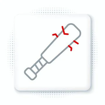 Line Baseball bat with nails icon isolated on white background. Violent weapon Ilustración de archivo