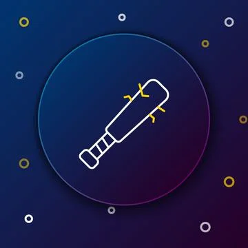 Line Baseball bat with nails icon isolated on blue background. Violent weap.. Stock Illustration