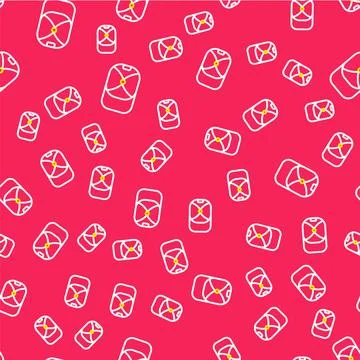Line Baseball cap icon isolated seamless pattern on red background. Sport イラスト素材