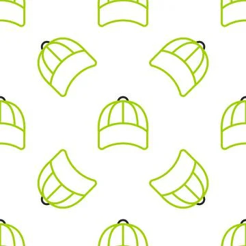 Line Baseball cap icon isolated seamless pattern on white background. Sport 스톡 일러스트