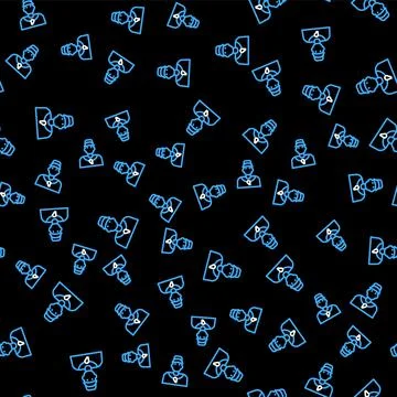 Line Baseball coach icon isolated seamless pattern on black background. Vector イラスト素材