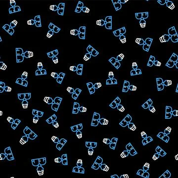 Line Baseball player icon isolated seamless pattern on black background. Vector Stock Illustration