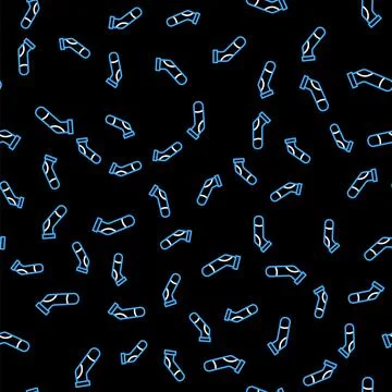Line Baseball sock icon isolated seamless pattern on black background. Vector Stockillustratie