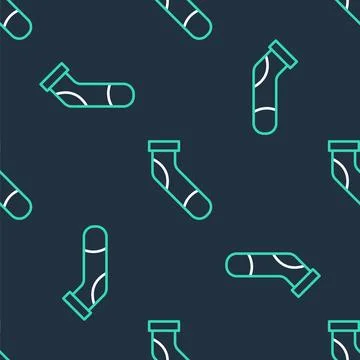 Line Baseball sock icon isolated seamless pattern on black background.  Vecto イラスト素材