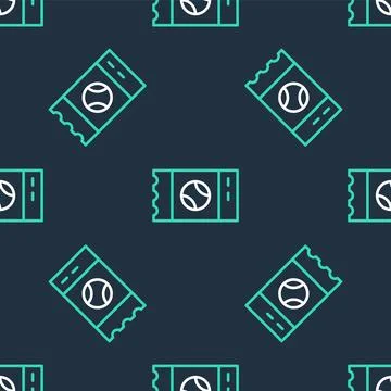 Line Baseball ticket icon isolated seamless pattern on black background. Vector Stock Illustration