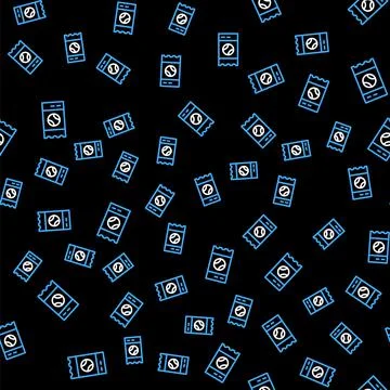 Line Baseball ticket icon isolated seamless pattern on black background. Vector Stockillustratie