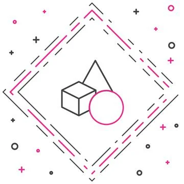 Line Basic geometric shapes icon isolated on white background. Colorful outline 스톡 일러스트