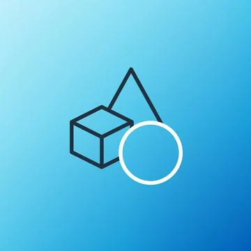 Line Basic geometric shapes icon isolated on blue background. Colorful outline Stock Illustration