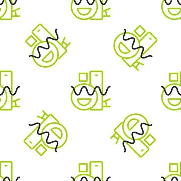 Line Basic geometric shapes icon isolated seamless pattern on white background Stock Illustration