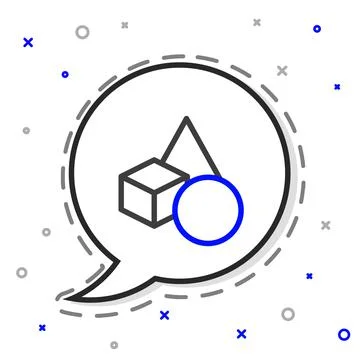 Line Basic geometric shapes icon isolated on white background. Colorful outline 스톡 일러스트