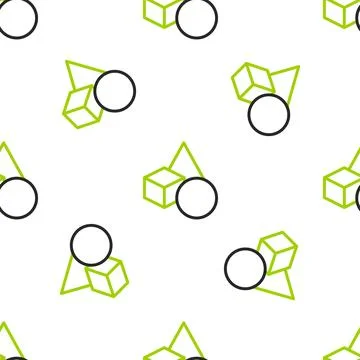 Line Basic geometric shapes icon isolated seamless pattern on white background Stock Illustration