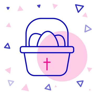 Line Basket with easter eggs icon isolated on white background. Happy Easter Stock Illustration