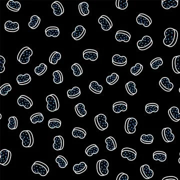 Line Bath sponge icon isolated seamless pattern on black background. Sauna Illustrazione stock