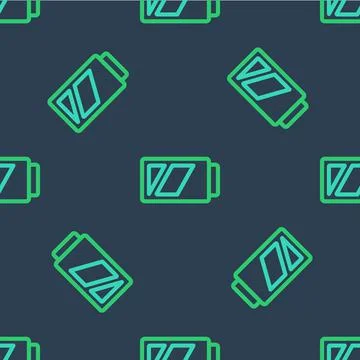 Line Battery for camera icon isolated seamless pattern on blue background Stock Illustration
