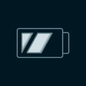 Line Battery for camera icon isolated on black background. Lightning bolt s.. 스톡 일러스트