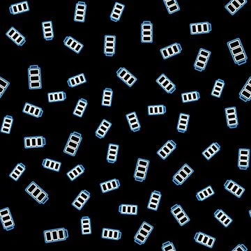 Line Battery charge level indicator icon isolated seamless pattern on black Stock Illustration
