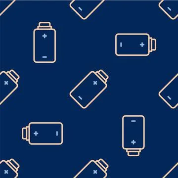 Line Battery charge level indicator icon isolated seamless pattern on blue Stock Illustration