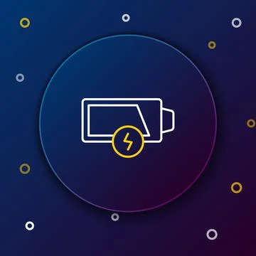 Line Battery charge level indicator icon isolated on blue background. Colorful Stock Illustration