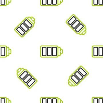 Line Battery charge level indicator icon isolated seamless pattern on white.. Stock Illustration