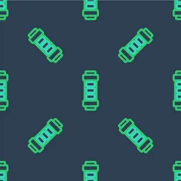 Line Battery charge level indicator icon isolated seamless pattern on blue ba Stock Illustration