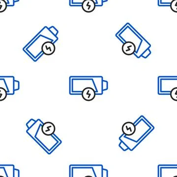Line Battery charge level indicator icon isolated seamless pattern on white.. Stock Illustration