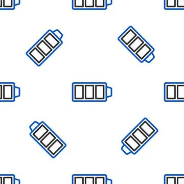 Line Battery charge level indicator icon isolated seamless pattern on white.. Stock Illustration